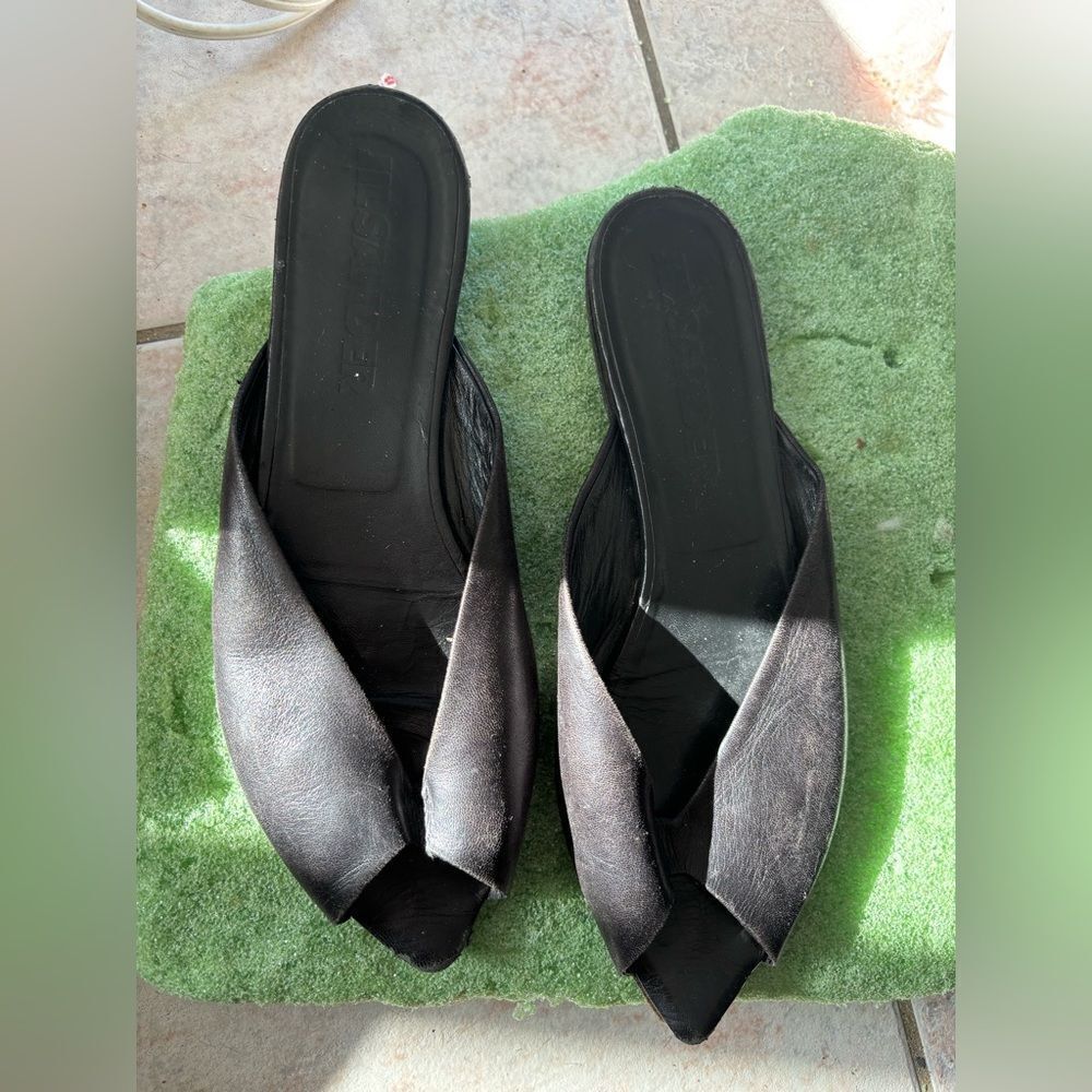 Jil Sander Flats Cut Out Sandals Pointy Toe Shoes Slip On Dress Slides Open Toe